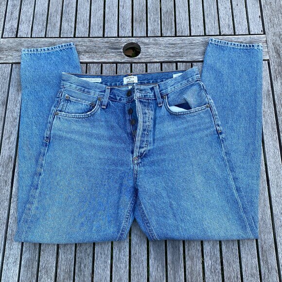 Talula x Agolde High Rise Taper Jeans Frayed Hems Light Wash Size 26 - Picture 5 of 6